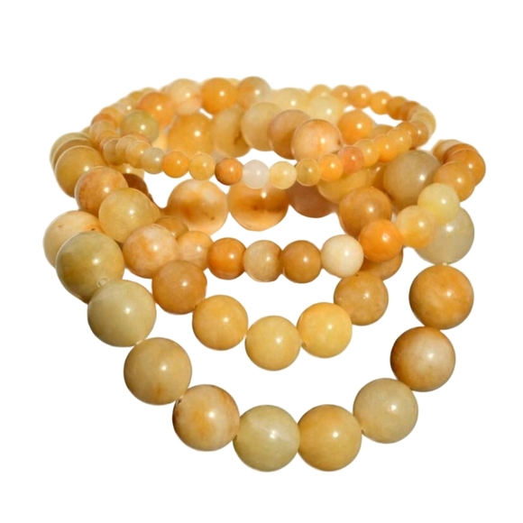 bohovonnie Jewelry - 4 Gemstone Bracelets Yellow Jade Natural Crystal Stone